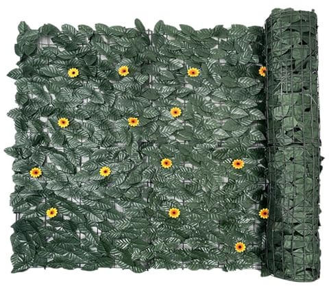 Künstliche Efeu Hecke Sichtschutz, Sichtschutz für den Garten, Dekorative Zaun Künstliche Faux Efeu Hecke Privatsphäre Bildschirm, für Terrassenbereiche im Freien