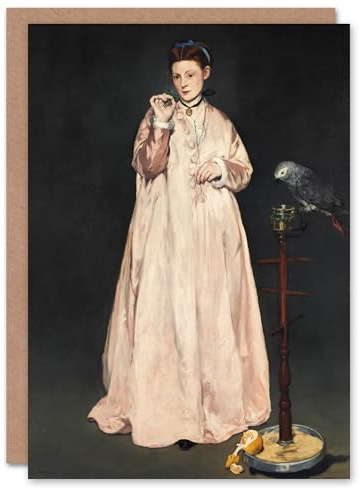 Artery8 Edouard Manet Art Card Young Lady With a Parrot Portrait
