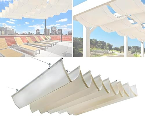 Copertura per pergola Wave, tende retrattili, kit di ricambio per pergola con kit di montaggio per feste all'aperto in pergolato.,Grey-1 * 19m(3.28 * 62.32ft)