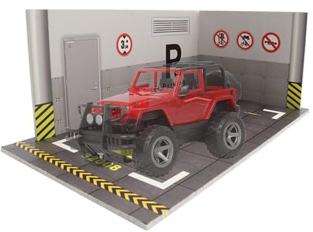 Garage d'affichage automobile - TEART DE LA SCÈNE DE PARKING 1:24 pour les véhicules modèles moulés, ornement de bureau réaliste | Stationnement miniature Showcase pour les voitures à collectionner De