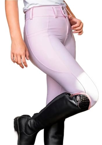 CGUOHU Reithosen Rosa Reithose Vollbesatz Grip Reithose Damen Reißverschluss Reitkleidung Reitleggings Reitleggings(XS)
