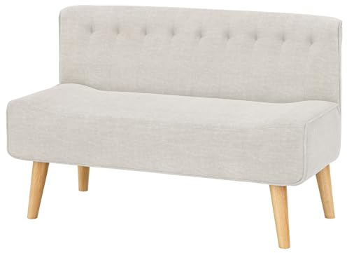 Hapihom 2-Sitzer Stoffsofa, Kleine Couch mit Leinenoptik & Holzbeinen, Moderne Loungesofa Einfache Montage, 117 x 56 x 78 cm Mini Sofa für Wohnzimmer Schlafzimmer Wohnung Büro