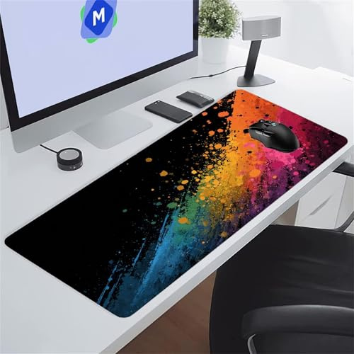 Grand Tapis de Souris Gamer Tapis de Souris XXL 1500x800x2 mm avec Base en Caoutchouc Antidérapant Grand Tapis de Bureau pour PC, Ordinateur Portable (Aquarelle)