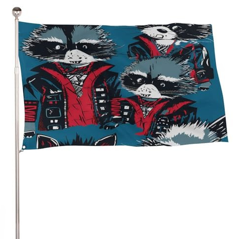 Draußen Parade Flag Punk Cool Waschbär Banner Fahne Premium Premium Flagge Für Balkon, Halloween, Party, 3X5 Ft