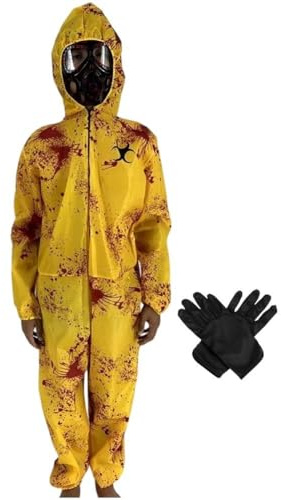 Abbdbd Zombie Hazmat Costume Kids Halloween Hazmat Hazard Zombie Costume Jumpsuit with Gloves and Mask for Halloween Cosplay Party