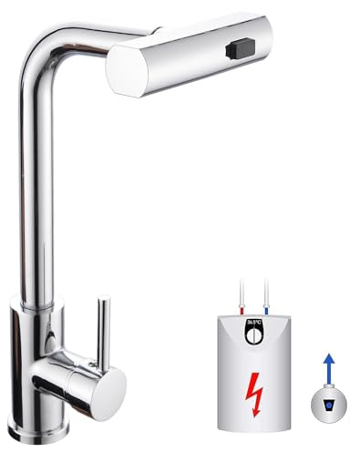 Zynuhmo Niederdruck Armatur Küche Ausziehbar,Chrome Edelstahl | Wasserhahn mit 3 Anschlüssen für Boiler/Untertischgeräte, 360° Drehbar, 3 Modi Brause