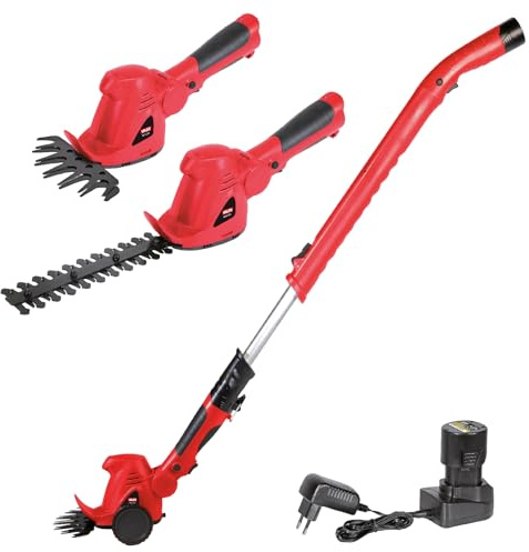 Valex RSA109 Rifinitore per Siepi e Aiuole a Batteria, Lama Tagliasiepi 220 mm e Tagliaerba 160 mm, Testa Inclinabile 7 Posizioni, Manico Telescopico con Ruote