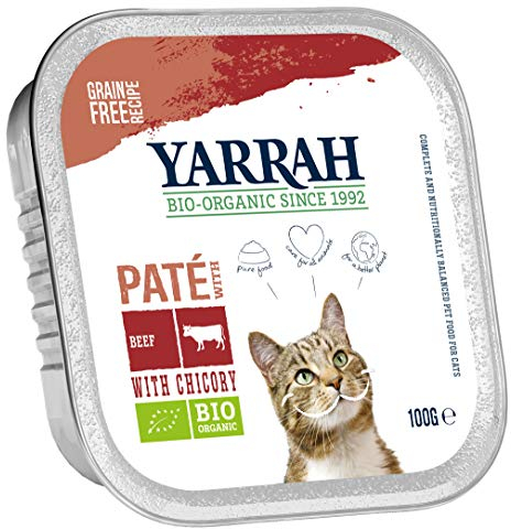 Yarrah Pate Rind Zichorie 100g Bio Katzenfutter, 16er Pack (16 x 100g)