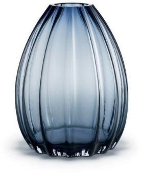 Holmegaard Vase H34 cm 2Lip aus mundgeblasenem Glas Originaldesign, blau