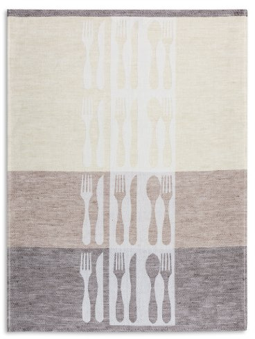 Kracht Jacquard Geschirrtuch, Halbleinen, Messer+Gabel grautöne, 50x70cm