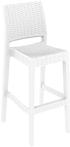 CLP Barhocker Jamaica Aus Polyrattan I Stapelbarer Garten-Hocker I 75 cm Sitzhöhe, Farbe:weiß