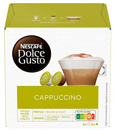 NESCAFÉ Dolce Gusto Cappucino - Cápsulas de Café, 16 Cápsulas (1 x 16) - Clásico Italiano - Originales para cafeteras Dolce Gusto