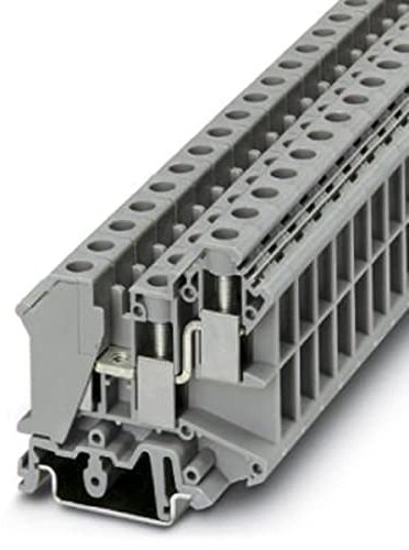 PHOENIX CONTACT UK 10-TWIN 1-stöckige Klemme mit Einseitigem Doppelanschluss, 0.5 - 10 mm² Querschnitt, 24 - 6 AWG, 10.2 mm Breite, Grau, 50 Stück