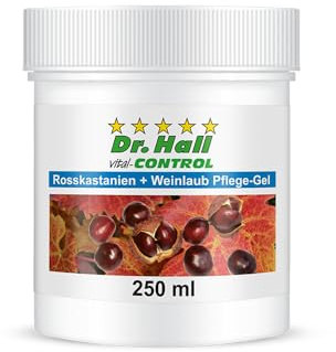 Dr. Hall Rosskastanien + Weinlaub Pflege-Gel – Erfrischendes Gel für müde Beine mit Menthol & Kampfer, 250 ml