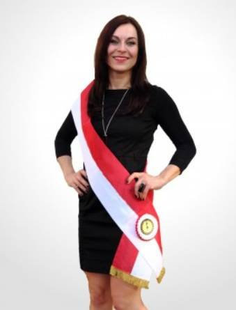 S.B.J - Sportland Schärpe für Miss Wahlen/Siegerschärpe rot-weiß