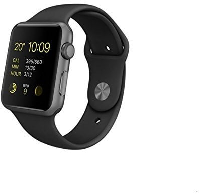 Apple Watch Series 4 (GPS, 44MM) Space Grey Aluminium Case with Black Sport Band (Renewed)