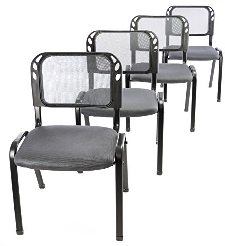 Nexos Trading 4er Set Bürostuhl Konferenzstuhl Besucherstuhl grau gepolsterte Sitzfläche stapelbar 52,5 x 45 x 80 cm Stapelstuhl Metallrahmen schwarz Anthrazit