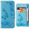 Ougger Hülle für Huawei P20 Lite Handyhüllen, Tasche Leder Schutzhülle Schale Weich TPU Silikon Magnetisch-Stehen Flip Cover Tasche P20 Lite mit Kartensteckplätzen, Schmetterling Streifen (Blau)