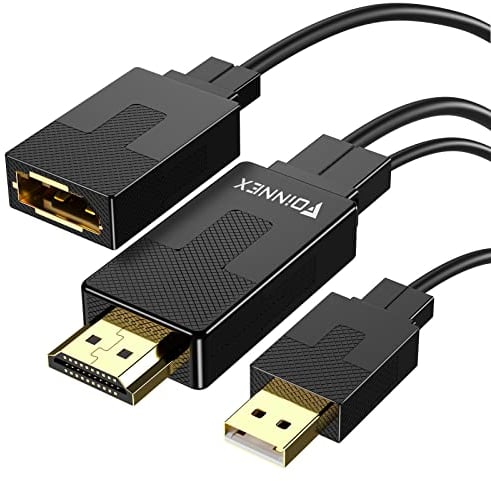 FOINNEX Adaptador HDMI a DisplayPort, Convertidor 4K 60Hz, Conversor HDMI Macho a DP con USB/Audio, Adapter para Cable Conector para Xbox One 360 NS Mac Mini PC a Monitor