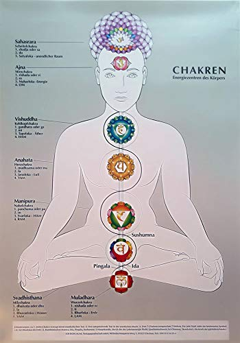 Edition AUM Chakra-Poster DIN A1 (ca 59 x 84 cm) mit Erklärung der Energiezentren des Körpers in Deutsch