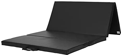KaRaDaStyle Gymnastikmatte, faltbar, Stretchmatten, 180,3 x 99,1 x 5,1 cm, für Muskeltraining, Kinder, Spielen, horizontale Stangenmatte, Yoga, Sport, schalldicht, Heimgebrauch (Schwarz, 4-fach)