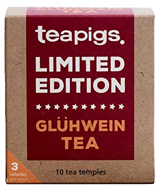 Teapigs Limited Edition Winter Glühwein Tea Bags - Mulled Wine-Inspired Herbal Infusion with Whole Fruits & Spices - Naturally Caffeine-Free - 10 Biodegradable Tea Temples