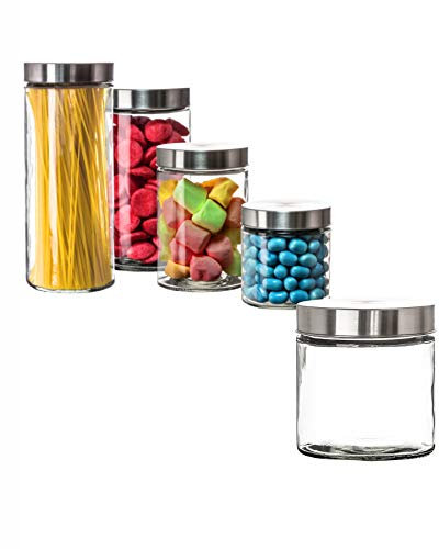 BigDean Vorratsglas 0,85 Liter Glas Schraubglas Lebensmittelglas Edelstahldeckel mit Schraubverschluss 12 x 11 cm