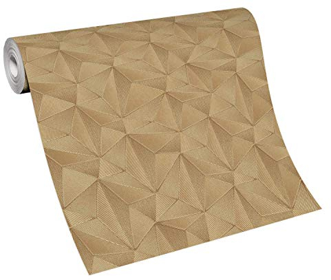 BRICOFLOR Goldene Tapete geometrisch | Moderne Vliestapete mit Dreieck Design in Gold | Vlies Mustertapete mit Metallic Effekt für Schlafzimmer und Esszimmer