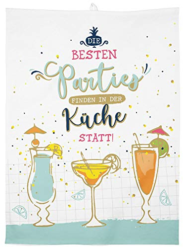 Gruss & CO Geschirrtuch Motiv Party | Baumwolle, 60 cm x 45 cm, Farbiger Motivdruck | Geschenk, Küche, Kochen, Grillen | 47096