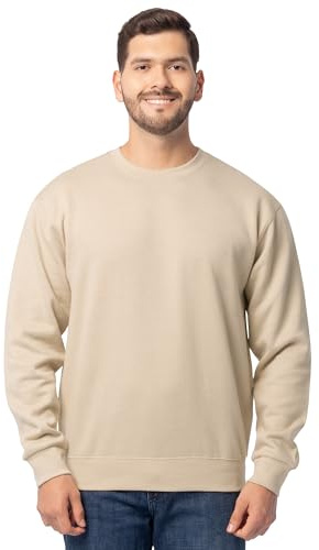 Fruit of The Loom Eversoft - Felpa con Cappuccio da Uomo, in Pile, con Cerniera Intera, Traspirante e Traspirante, Taglie S-4X, Girocollo - Khaki Heather, M