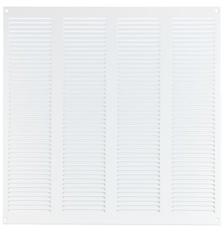 Steinberg14 Griglia di Ventilazione Rettangolare 400x400 mm - Griglie di Aerazione in Metallo Bianco - Serranda di Scarico dell'aria con Zanzariera - Copri Bocchetta Interna a Parete e a Soffitto