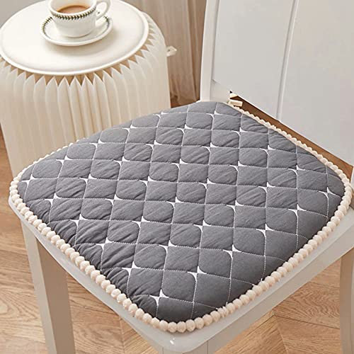 CFMZ Sitzkissen 2er Set, Sitzkissen Stuhl Esszimmer, Sitzpolster Stuhl 45x45, rutschfest Sitzpolster mit BäNdern, Halbrund Kissen for KüChenstuhl Gartenstuhl Outdoor Grau