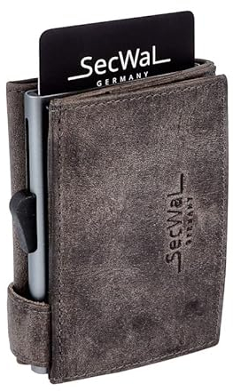 SecWal Kartenetui mit XXL Münzfach Druckknopf inkl. Geschenkbox - Made in Germany - Geldbörse inkl. Ebook für Damen und Herren - RFID Schutz Geldbeutel mit Wiener Schachtel (Hunter Grau)