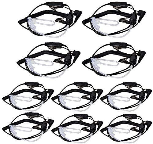 UAYESOK Covert Air Akustik Headset, Funk Ohrhörer 2-polig, Sicherheit Bodyguard Walkie Talkie Headset für Motorola CP040 CP200 GP300 DP1400 XT420 XT460 Hytera Midland mit PTT Mikrofon (10 Stück)