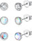 CASSIECA 3 Paar 925 Sterling Silber Ohrstecker für Damen Mädchen Kinder - Mondstein, Opal, Zirkonia Ohrringe Set - Winzig Klein, Hypoallergen, CZ Piercing Schmuck Geschenk - 4mm