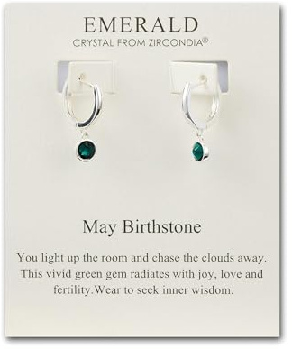 Philip Jones May Birthstone Hoop Earrings Created with Emerald Zircondia® Crystals