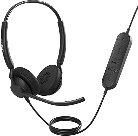 Jabra Engage 40 Auriculares Estéreo, Inline Call Control, 2 micrófonos, cancelación de ruido, cable USB-A, ultraligero, Para plataformas de comunicaciones unificadas como Zoom y Unify, Negro