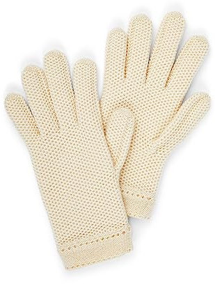 NEO B - CASHMERE | Handschuhe | Wabenmuster | 100% Kaschmir | Cardiff-Garn | Damen | Größe M | Hergestellt in Italien (Creme, M)