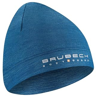 BRUBECK Funktions-Merinowolle - Mütze | Temperaturregulierend | Funktional | Atmungsaktiv | Motorrad | Ski | Laufen | HM10180, Größe:S/M, Farbe:Jeans