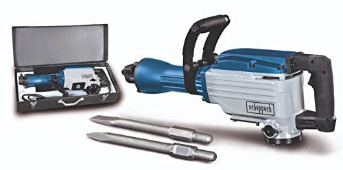 Scheppach 1600w Demolition Impact Jack Hammer Drill Concrete Breaker Chisel, Anti-Vibration, with 2 X Hex Chisels and Steel Carry Case - 2 Year Warranty