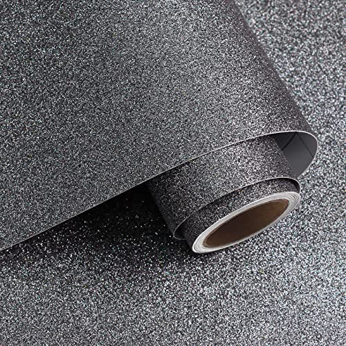 VaryPaper Peel and Stick Grey Glitter Wallpaper 40cmx800cm Grey Glitter Contact Paper Thick Lining Paper for Wall Sticky Back Wallpaper for Living Room Background Wall Vinyl Cabinet Cover Shelf Liners