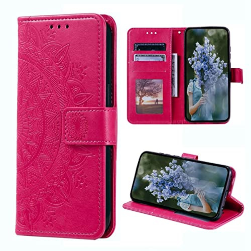 CoverKingz Klapphülle kompatibel mit Samsung Galaxy S23+ - Schutzhülle mit Kartenfach zum aufklappen - Klapphandyhülle Case klappbar Motiv Mandala Pink