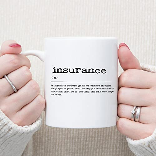 Versicherungsdefinition Typografie Tassen Versicherungsdefinition Kaffeetasse Humor Lustige Tasse 325 ml Versicherung Teetasse Keramiktasse Bestes Geschenk oder Souvenir für Männer Frauen Geburtstag