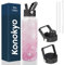 Konokyo Insulated Water Bottle with Straw,40oz 3 Lids Metal Bottles Stainless Steel Water Flask,Marble Blossom