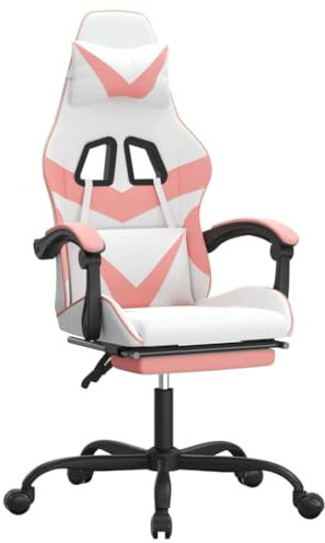 vidaXL Sedia da Gaming Girevole Poggiapiedi Bianca e Rosa Similpelle