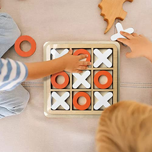 Dous Gioco, Giocattoli da Viaggio con Tavola di Legno, Giochi da Tavolo per Famiglie Blocchi X O, Giocattoli con Soldi in Tasca Puzzle di Strategia per Bambini di Tutte Le età