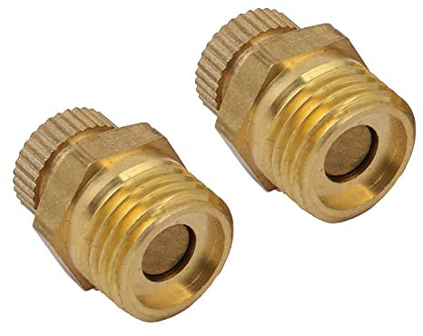 QUARKZMAN 18 x 14mm Acqua Scarico Valvola x 2pz 1/4PT Maschio Filetto Metallo per Aria Compressore e Treno Compressore, [Oro Tono]