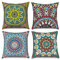 Hnmdmyi Kissenbezug Boho 40x40 4er Set, Bohemian Bauernhaus Retro Floral Mandala Kompass Medaillon Dekorative Kissenbezüge Leinen Kissenhülle für Sofa Couch Bett Garten Outdoor Home Decor