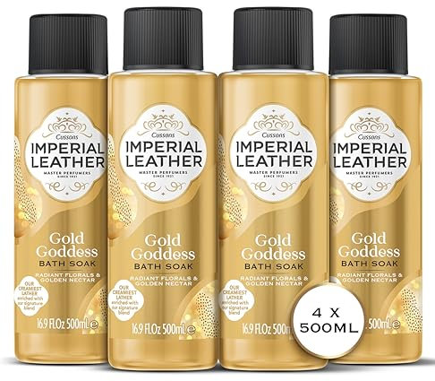 Imperial Leather Golden Goddess Bath Soak, Radiant Florals and Golden Nectar, Indulgent Bubble Bath, Bulk Buy, Pack of 4 x 500 ml