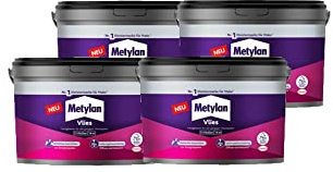 Metylan Vlies Fertigkleister, feuchtigkeitsbeständiger Tapetenkleister für Vliestapeten, Kleister zum einfachen Tapezieren, 4x3kg